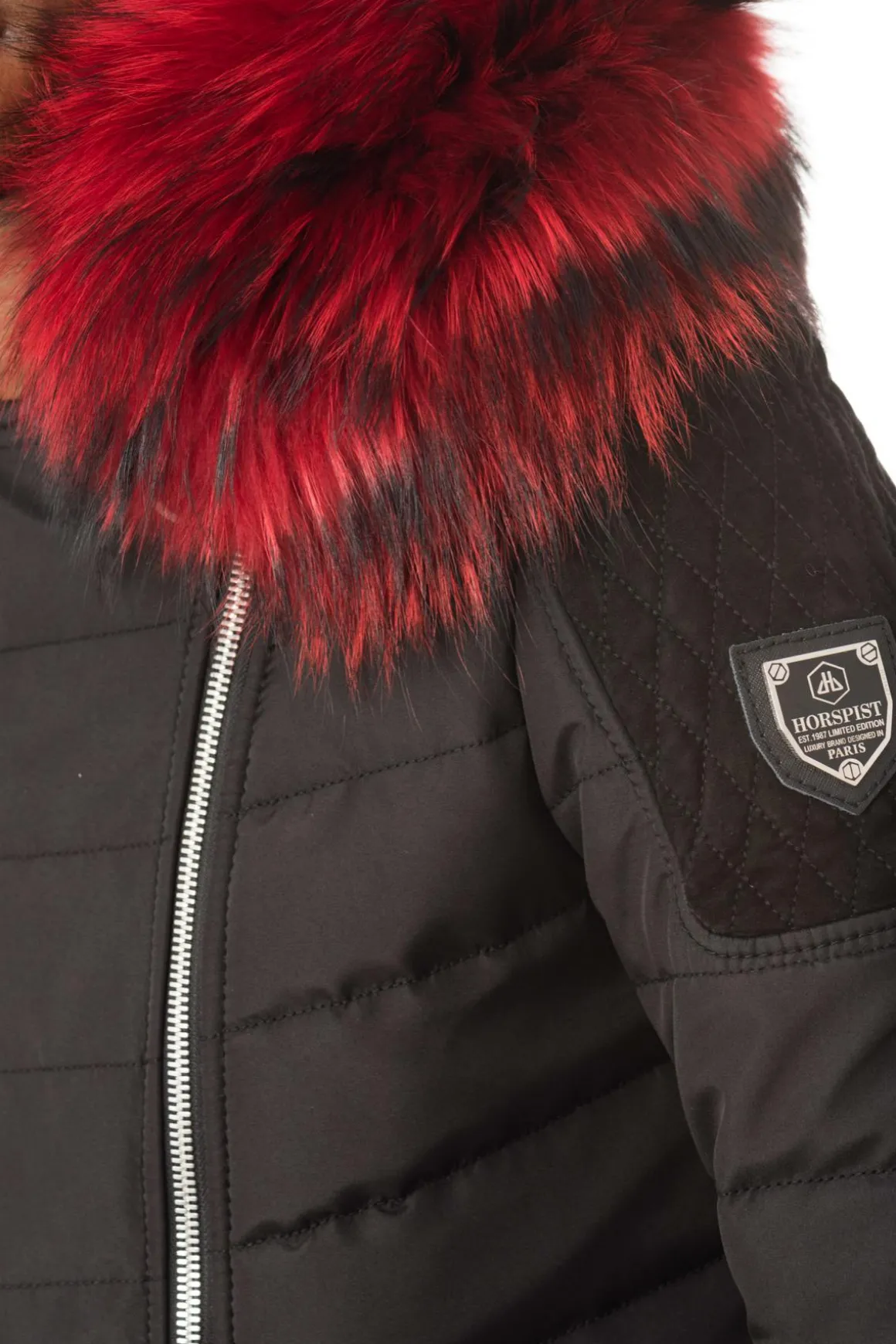 Blouson Homme Horspist Carlton T Daim Noir Col Rouge