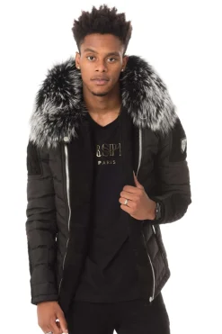 Blouson Homme Horspist Carlton T Daim Noir Col Silver