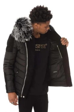 Blouson Homme Horspist Carlton T Daim Noir Col Silver