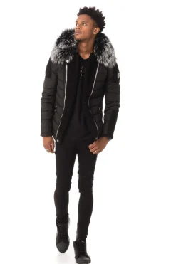 Blouson Homme Horspist Carlton T Daim Noir Col Silver