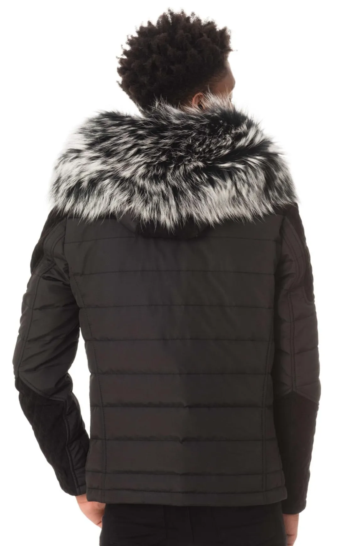 Blouson Homme Horspist Carlton T Daim Noir Col Silver