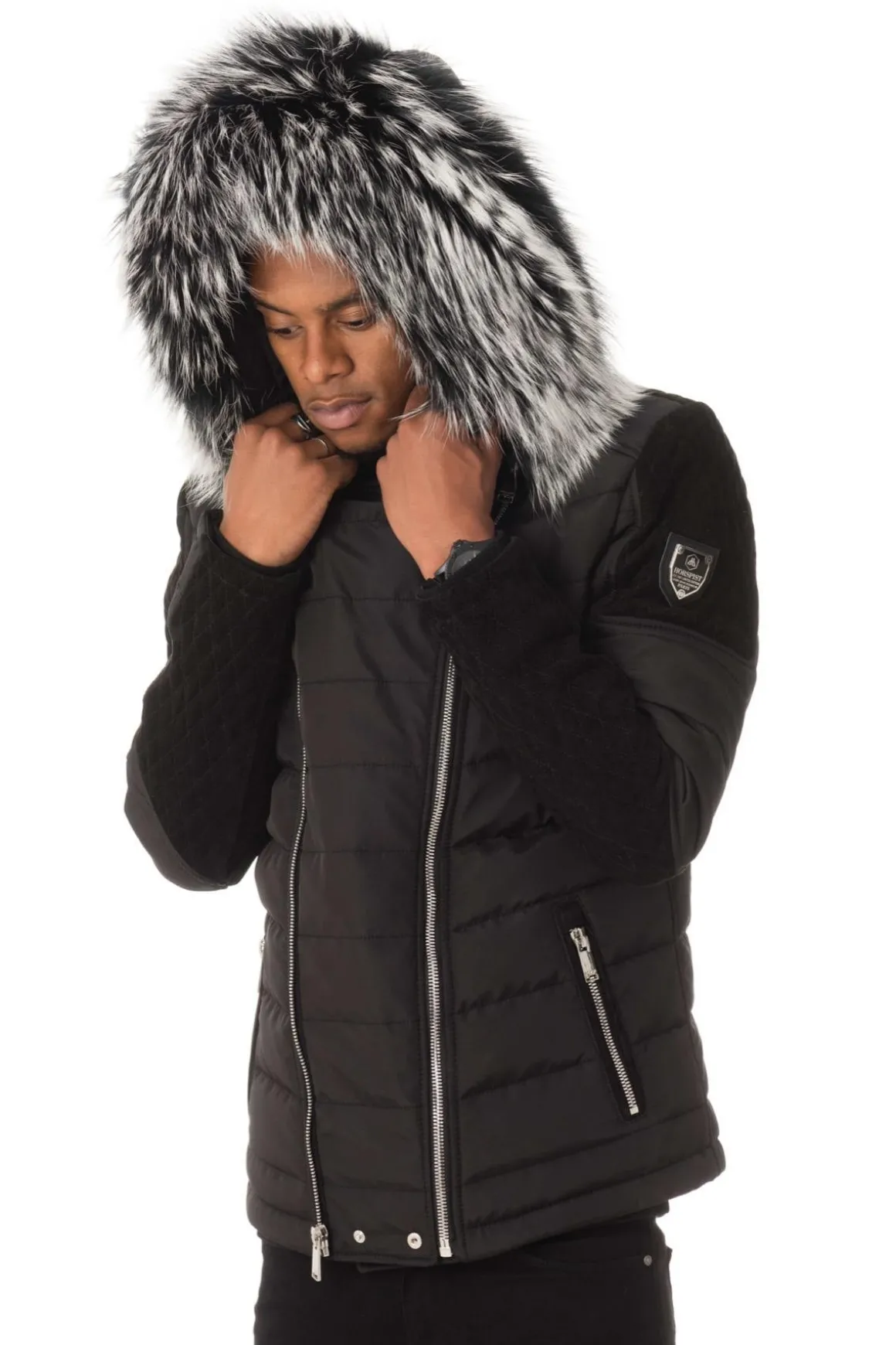 Blouson Homme Horspist Carlton T Daim Noir Col Silver