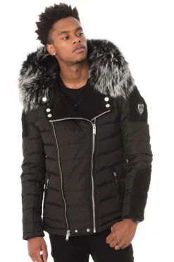 Blouson Homme Horspist Carlton T Daim Noir Col Silver