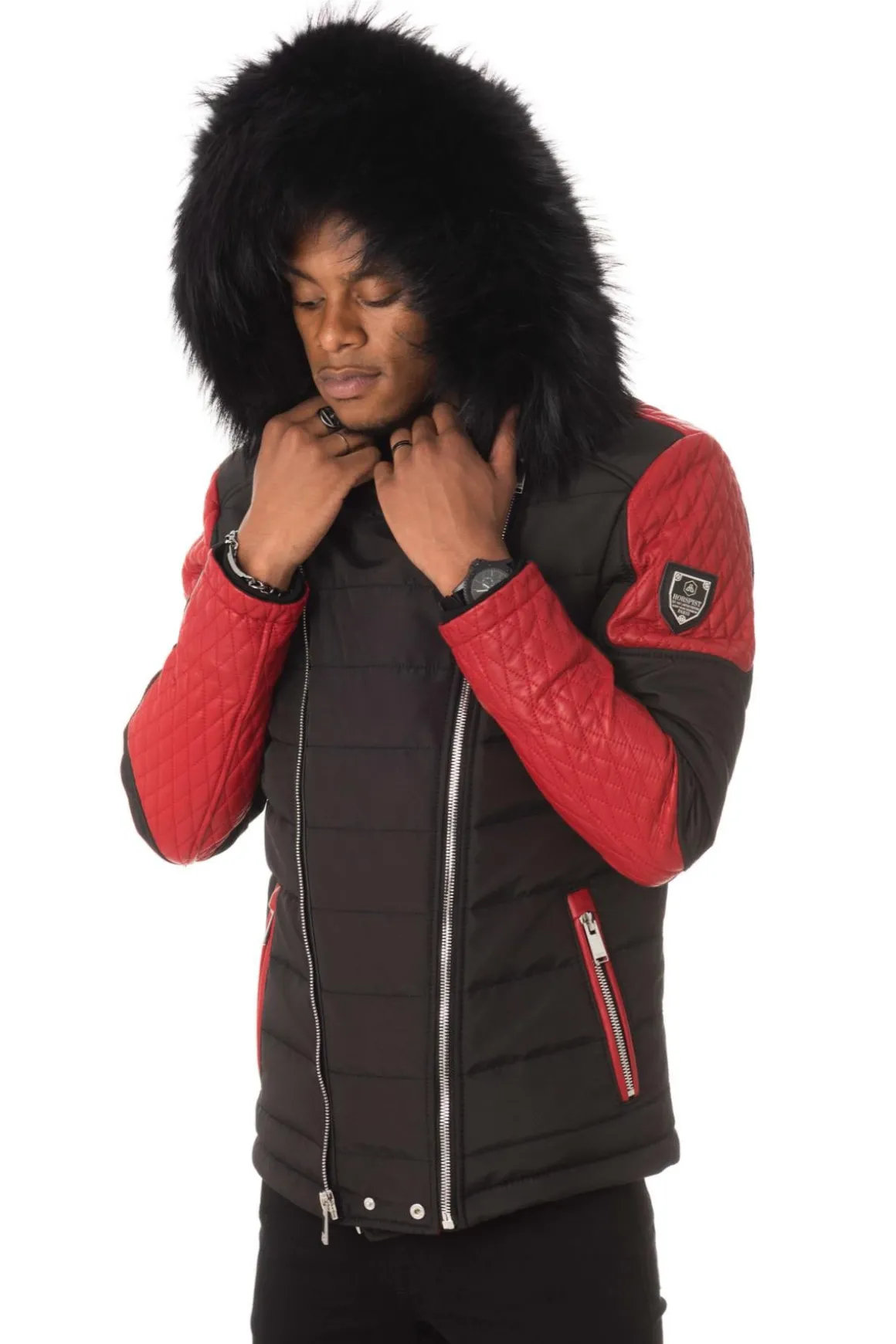Blouson Homme Horspist Carlton Noir/Rouge Col Noir