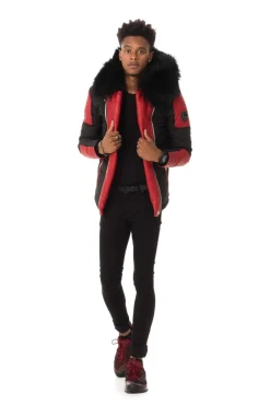 Blouson Homme Horspist Carlton Noir/Rouge Col Noir
