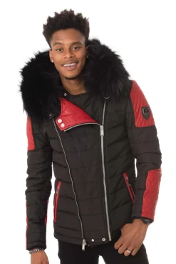 Blouson Homme Horspist Carlton Noir/Rouge Col Noir
