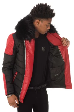 Blouson Homme Horspist Carlton Noir/Rouge Col Noir