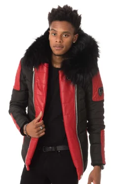 Blouson Homme Horspist Carlton Noir/Rouge Col Noir