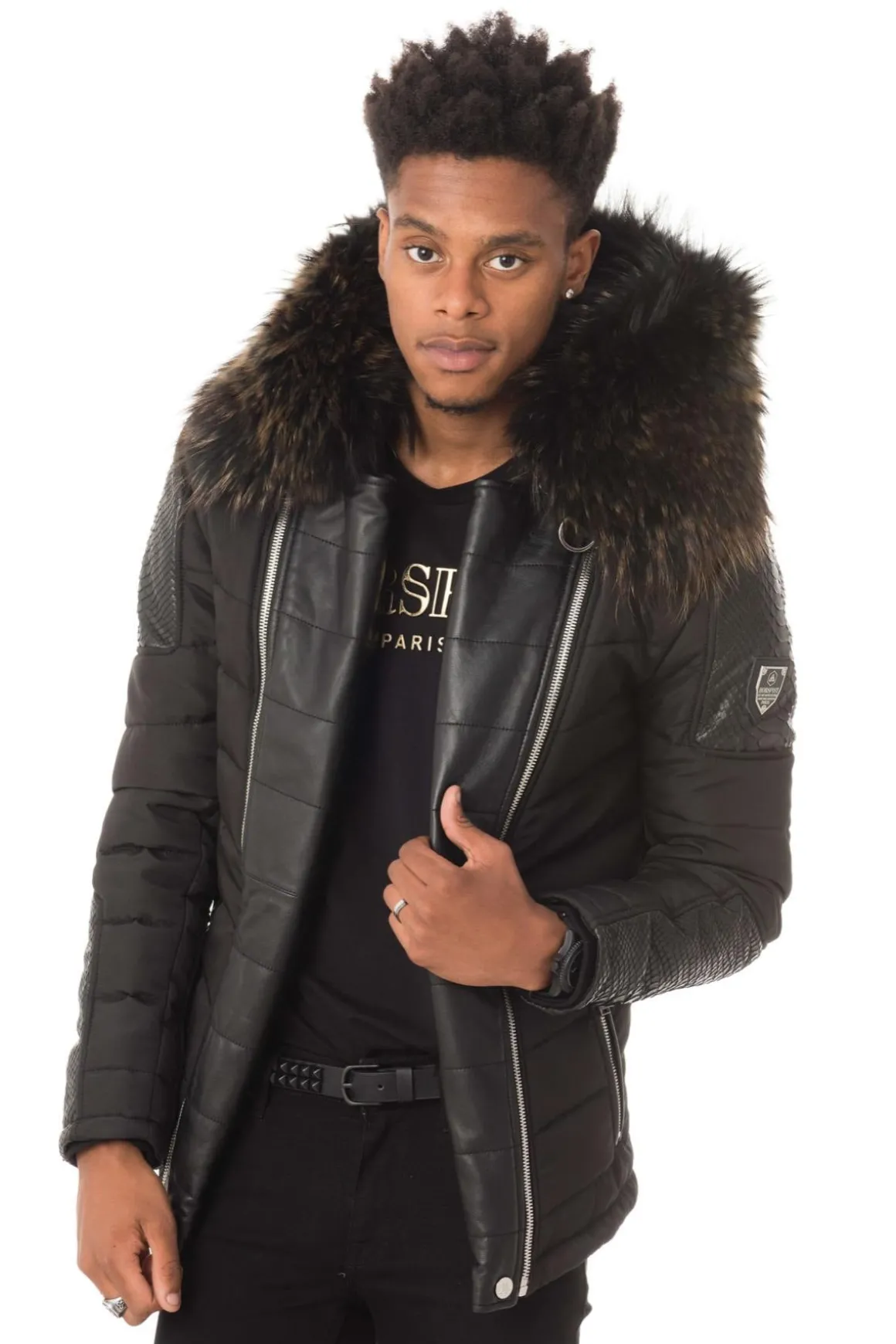Blouson Homme Horspist Carlton Python Noir Col Or