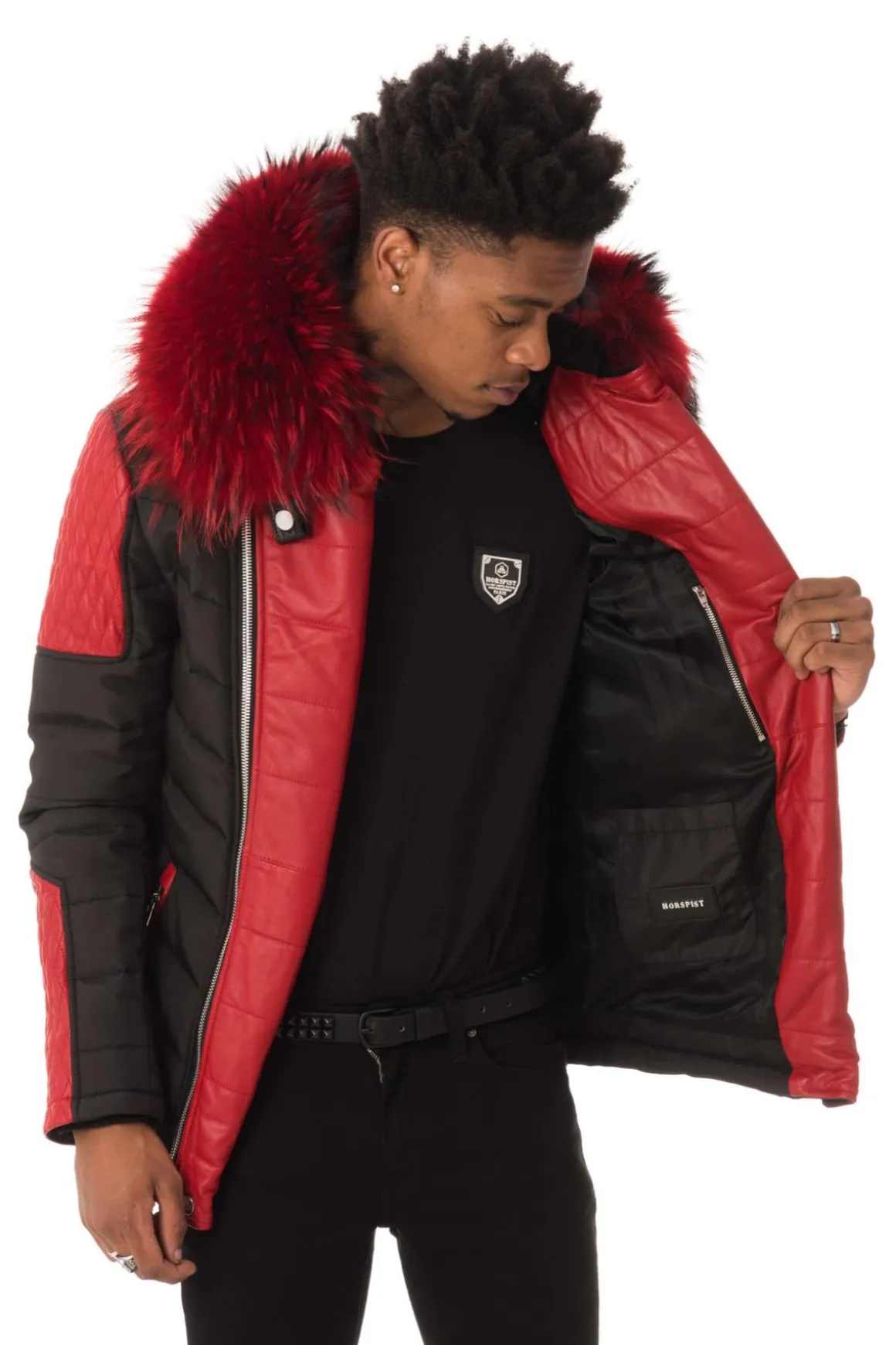 Blouson Homme Horspist Carlton Noir/Rouge Col Rouge
