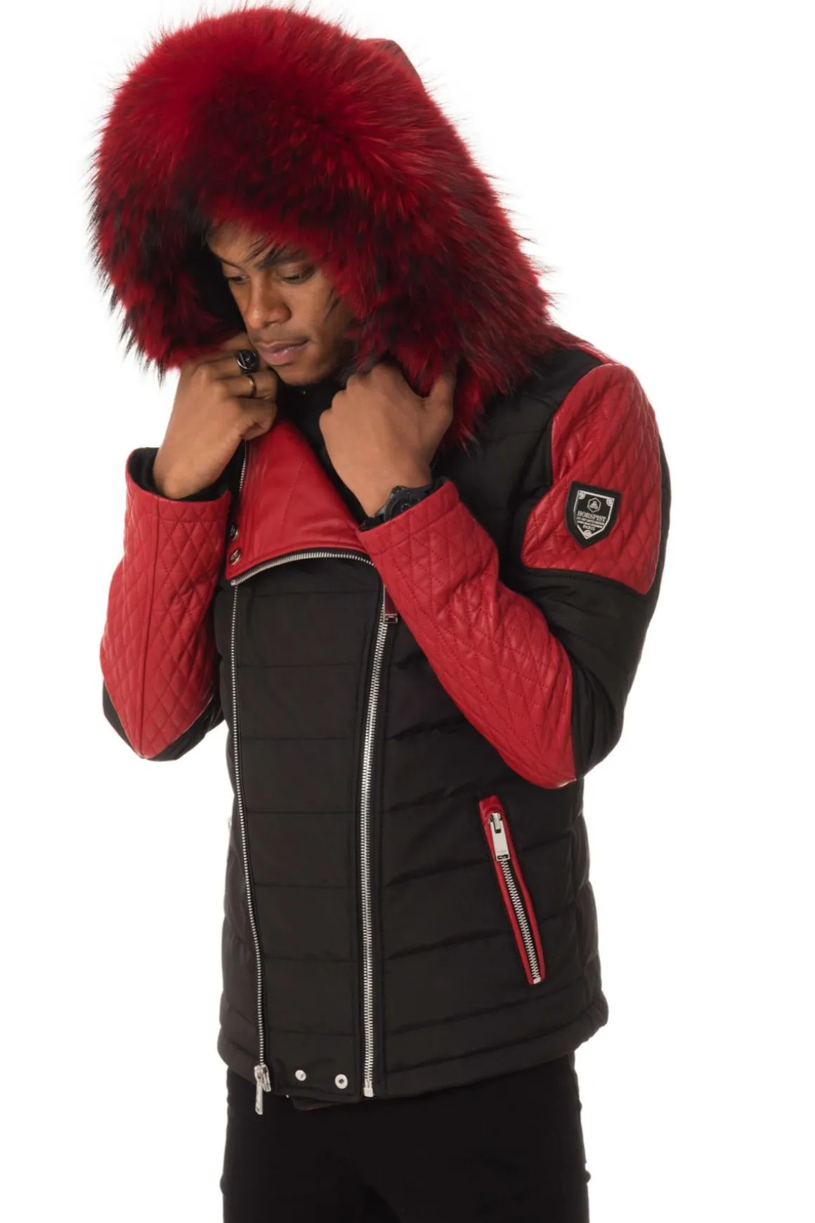 Blouson Homme Horspist Carlton Noir/Rouge Col Rouge