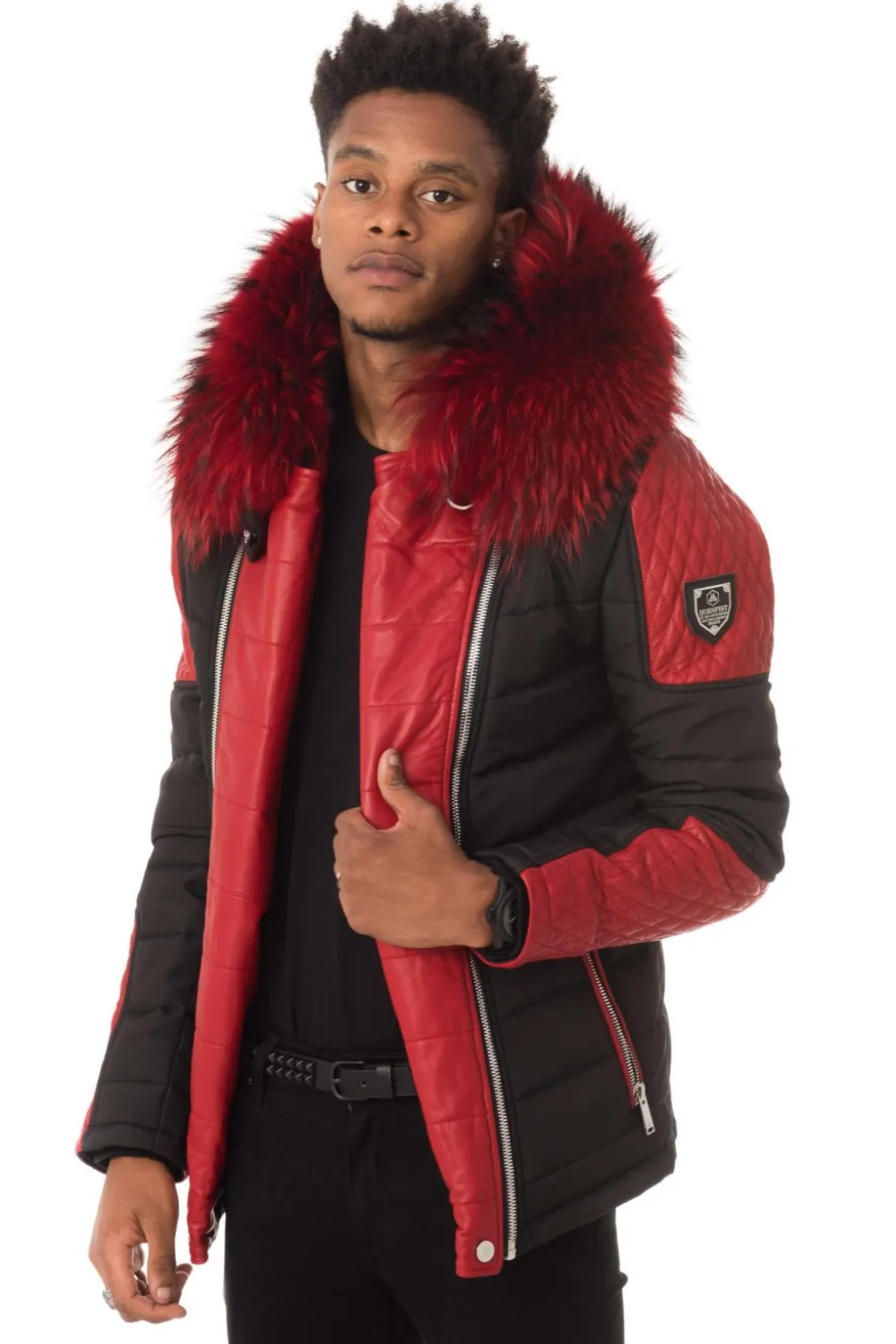Blouson Homme Horspist Carlton Noir/Rouge Col Rouge