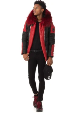 Blouson Homme Horspist Carlton Noir/Rouge Col Rouge