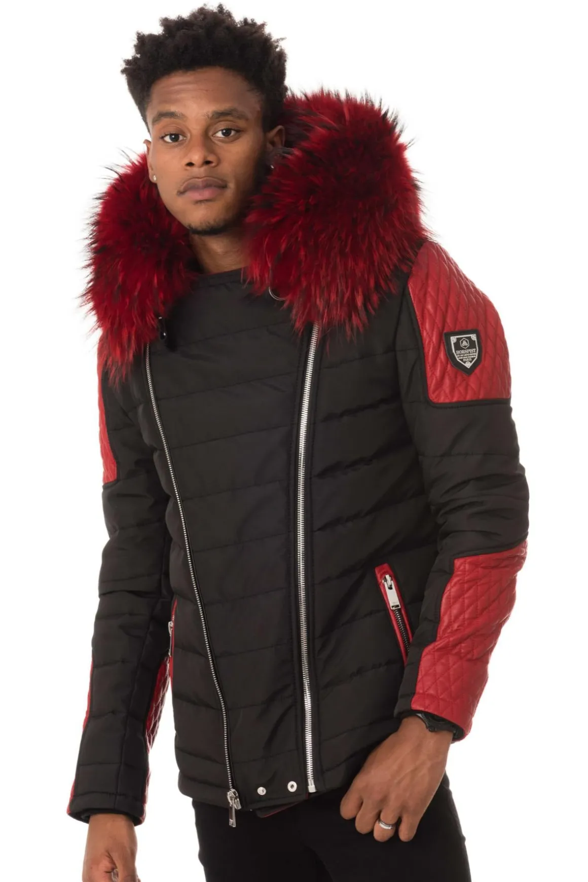 Blouson Homme Horspist Carlton Noir/Rouge Col Rouge