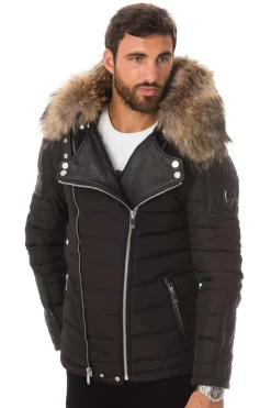 Blouson Homme Horspist Carlton Noir Col Naturel