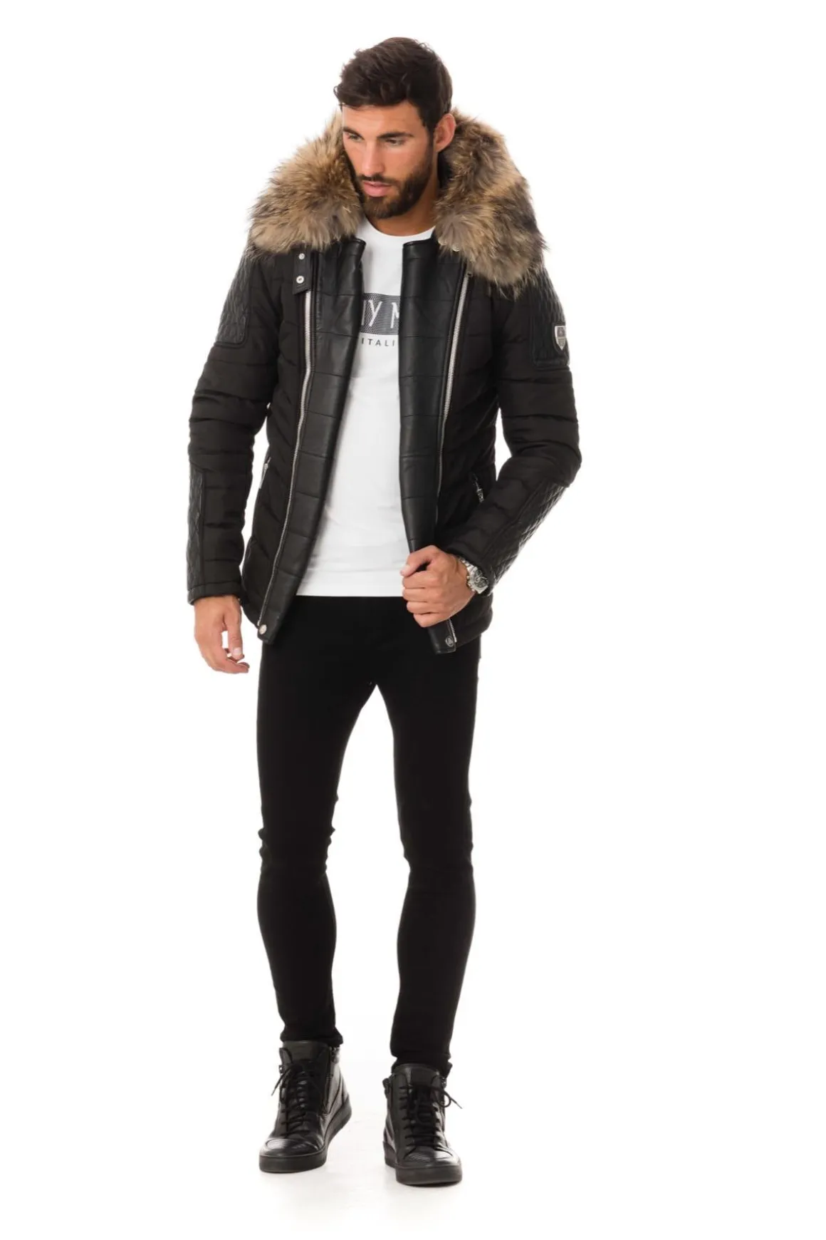 Blouson Homme Horspist Carlton Noir Col Naturel