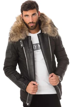 Blouson Homme Horspist Carlton Noir Col Naturel