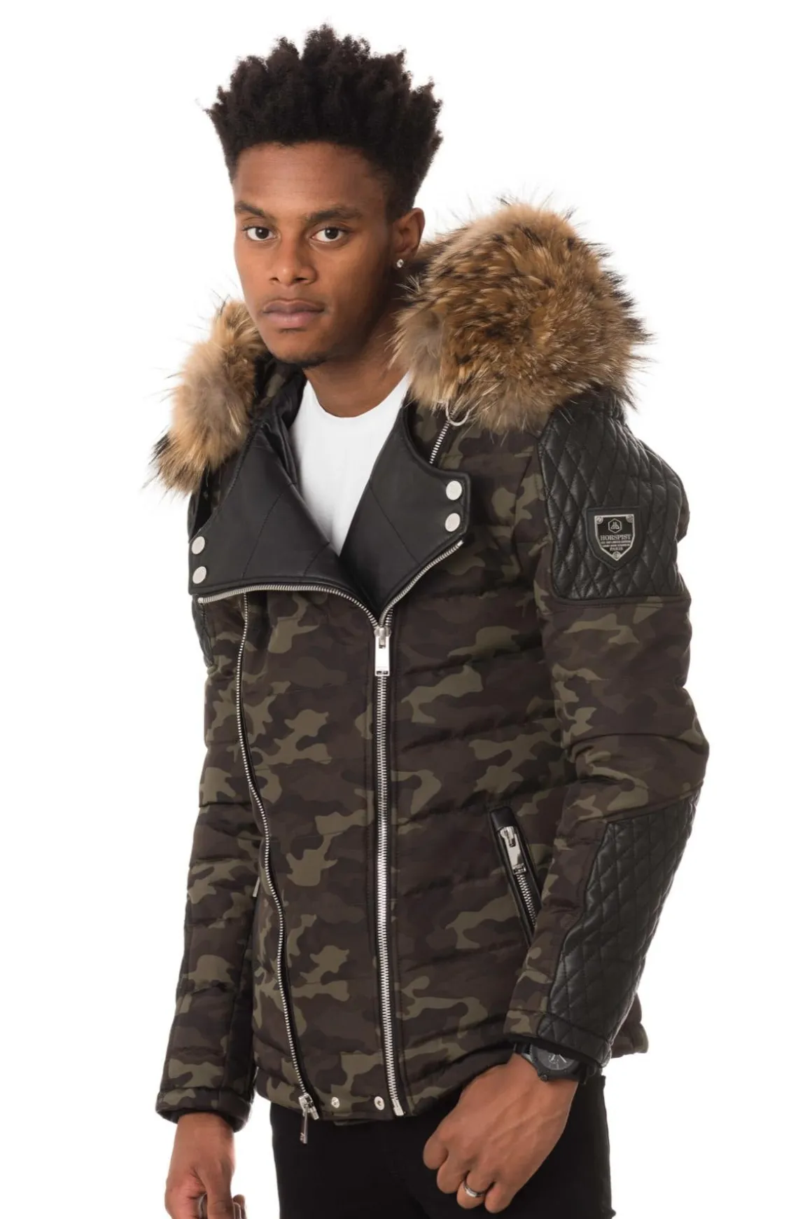 Blouson Homme Horspist Carlton Camouflage Col Naturel