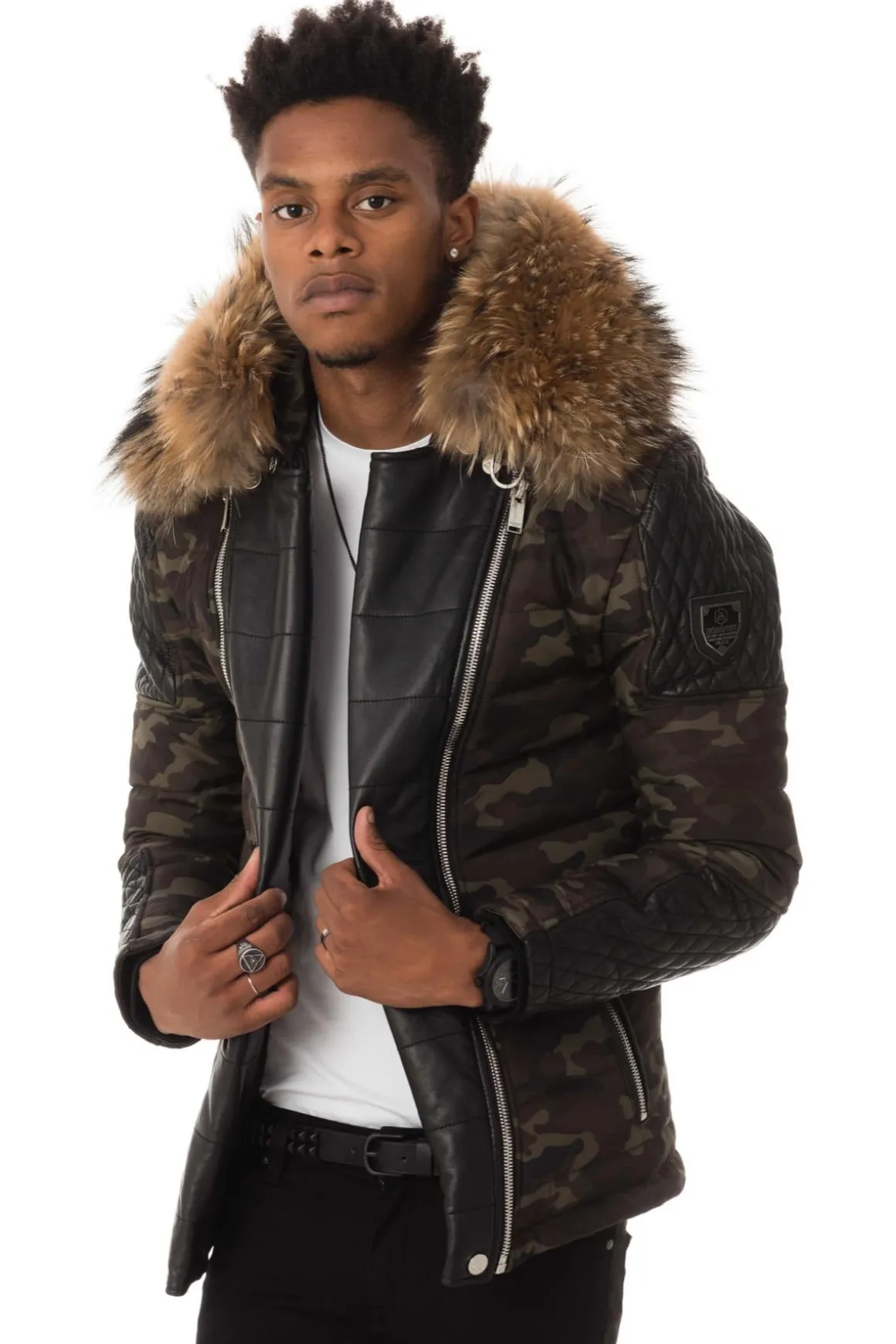 Blouson Homme Horspist Carlton Camouflage Col Naturel