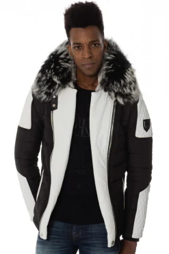 Blouson Homme Horspist Carlton Rex Noir/Blanc Col Silver