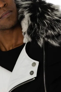 Blouson Homme Horspist Carlton Rex Noir/Blanc Col Silver