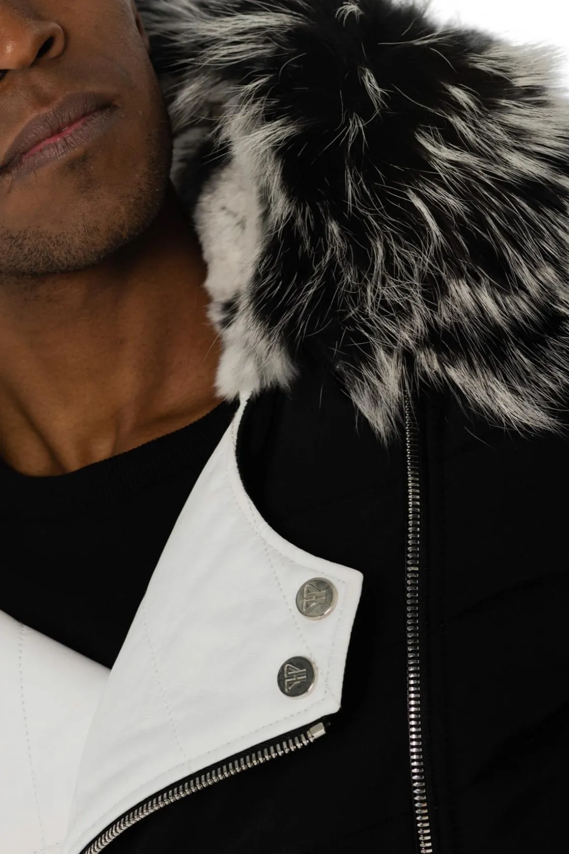Blouson Homme Horspist Carlton Rex Noir/Blanc Col Silver