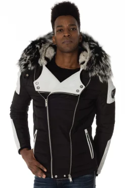 Blouson Homme Horspist Carlton Rex Noir/Blanc Col Silver
