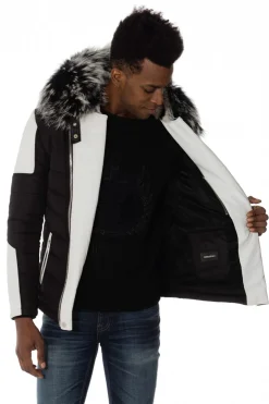 Blouson Homme Horspist Carlton Rex Noir/Blanc Col Silver