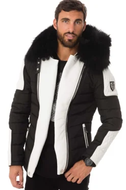 Blouson Homme Horspist Carlton Noir Blanc Col Noir
