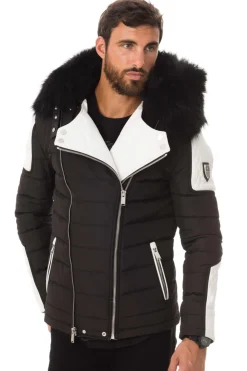Blouson Homme Horspist Carlton Noir Blanc Col Noir