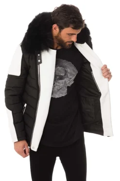 Blouson Homme Horspist Carlton Noir Blanc Col Noir