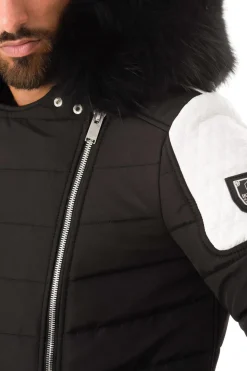 Blouson Homme Horspist Carlton Noir Blanc Col Noir