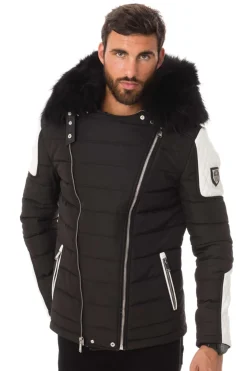 Blouson Homme Horspist Carlton Noir Blanc Col Noir