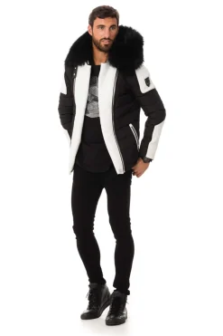 Blouson Homme Horspist Carlton Noir Blanc Col Noir