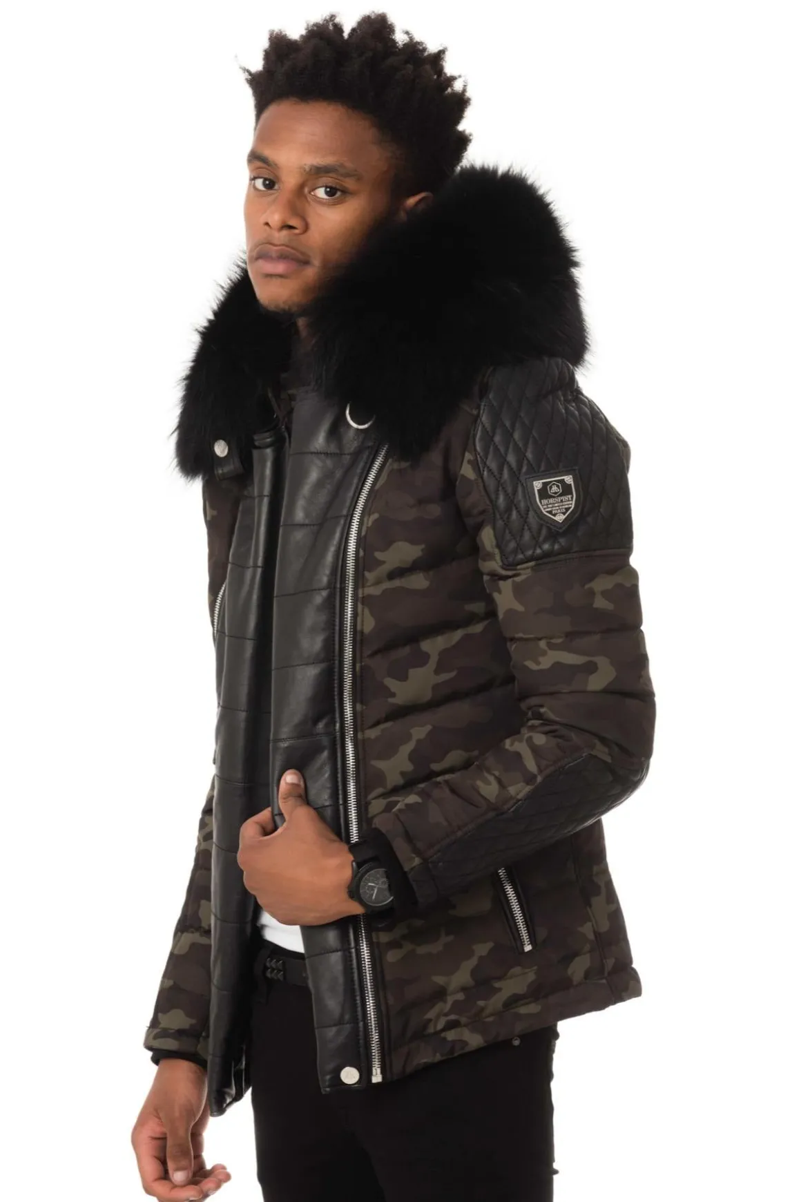 Blouson Homme Horspist Carlton Camouflage Col Noir