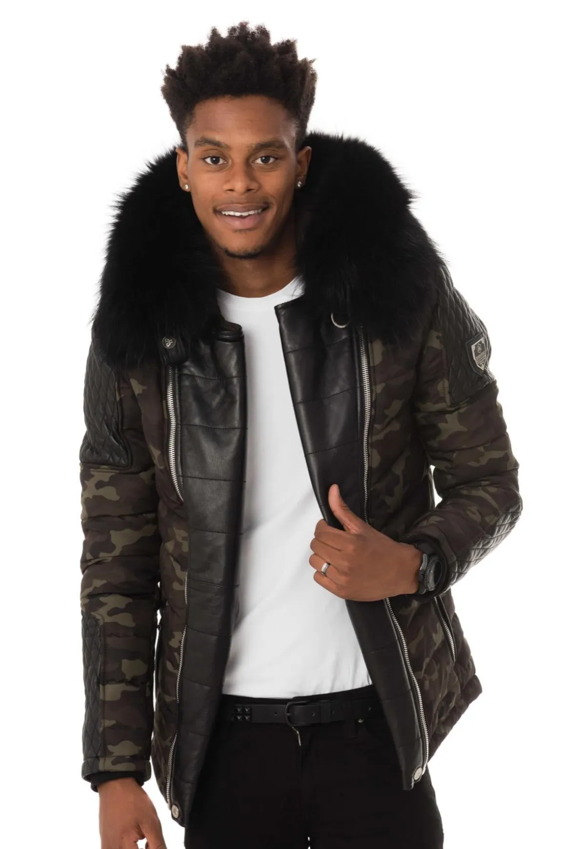 Blouson Homme Horspist Carlton Camouflage Col Noir