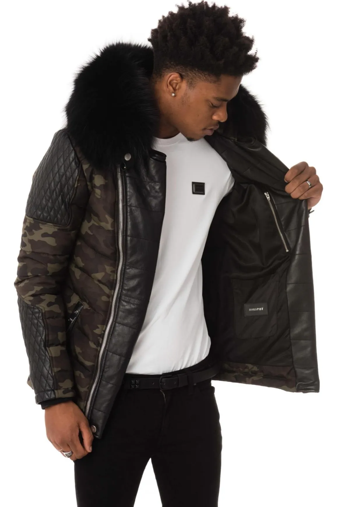 Blouson Homme Horspist Carlton Camouflage Col Noir