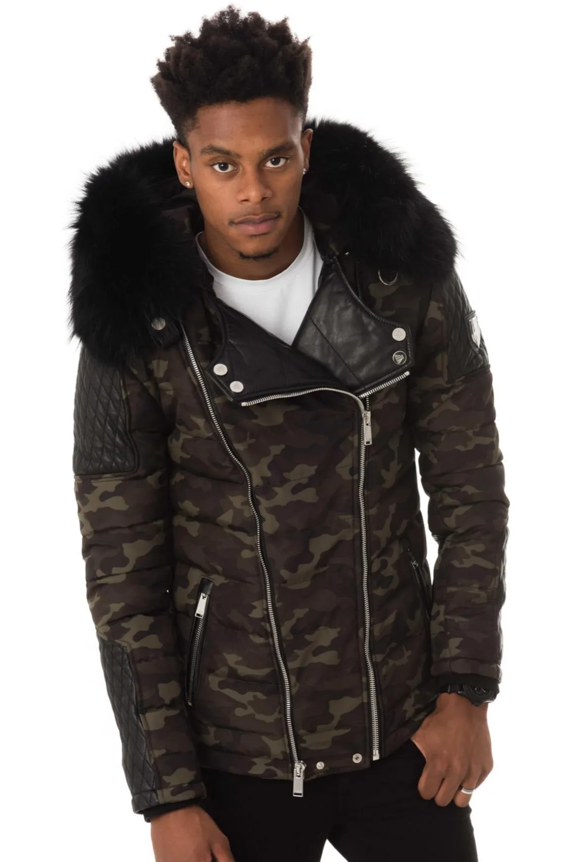 Blouson Homme Horspist Carlton Camouflage Col Noir