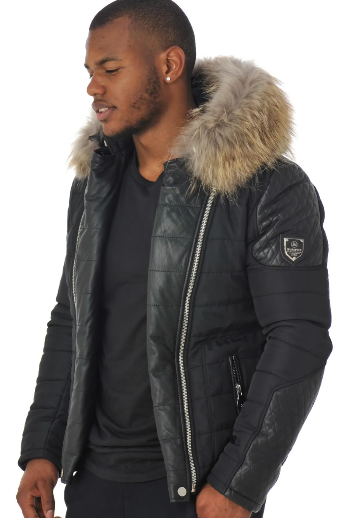Blouson Homme Horspist Carlton Noir Col Naturel