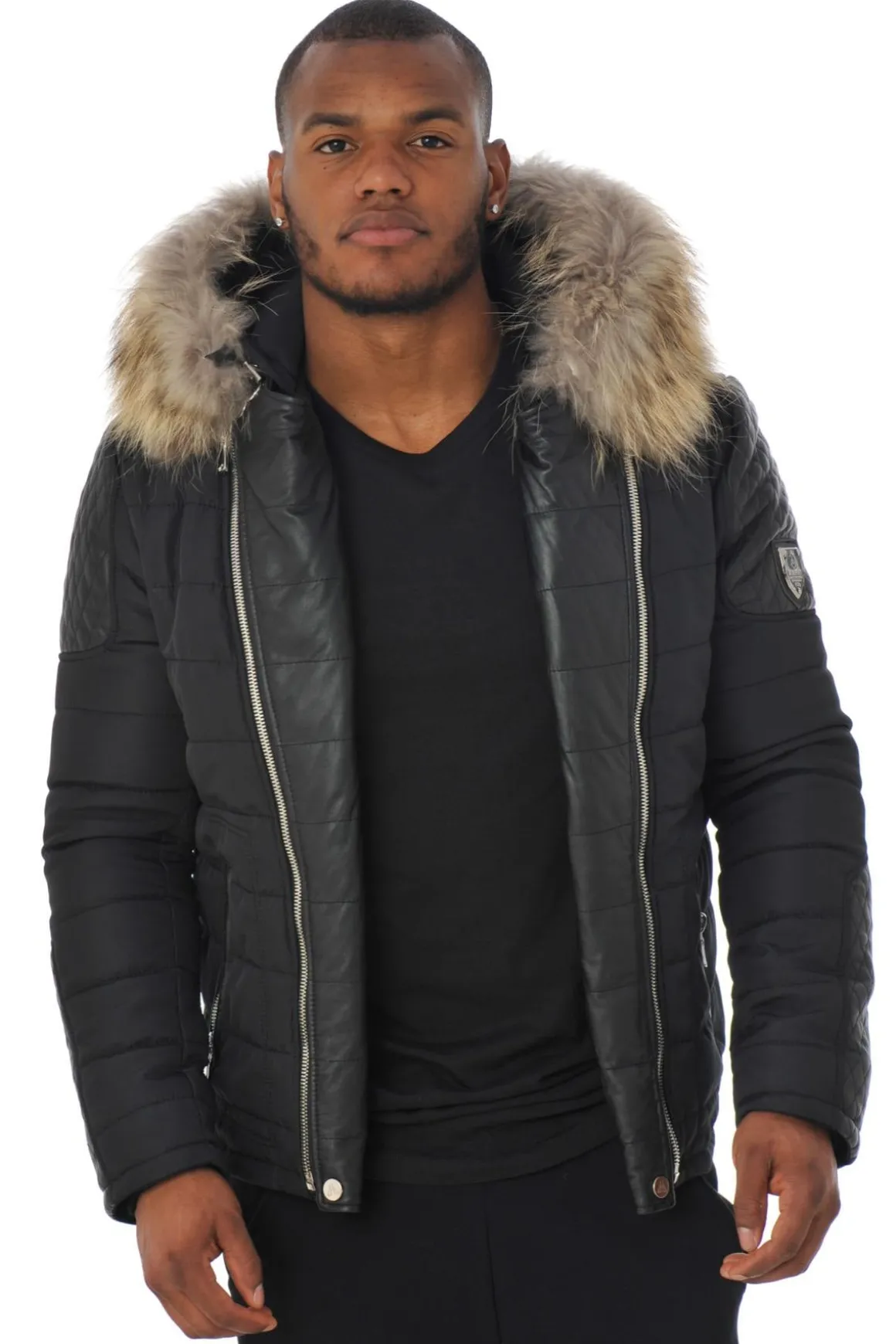 Blouson Homme Horspist Carlton Noir Col Naturel
