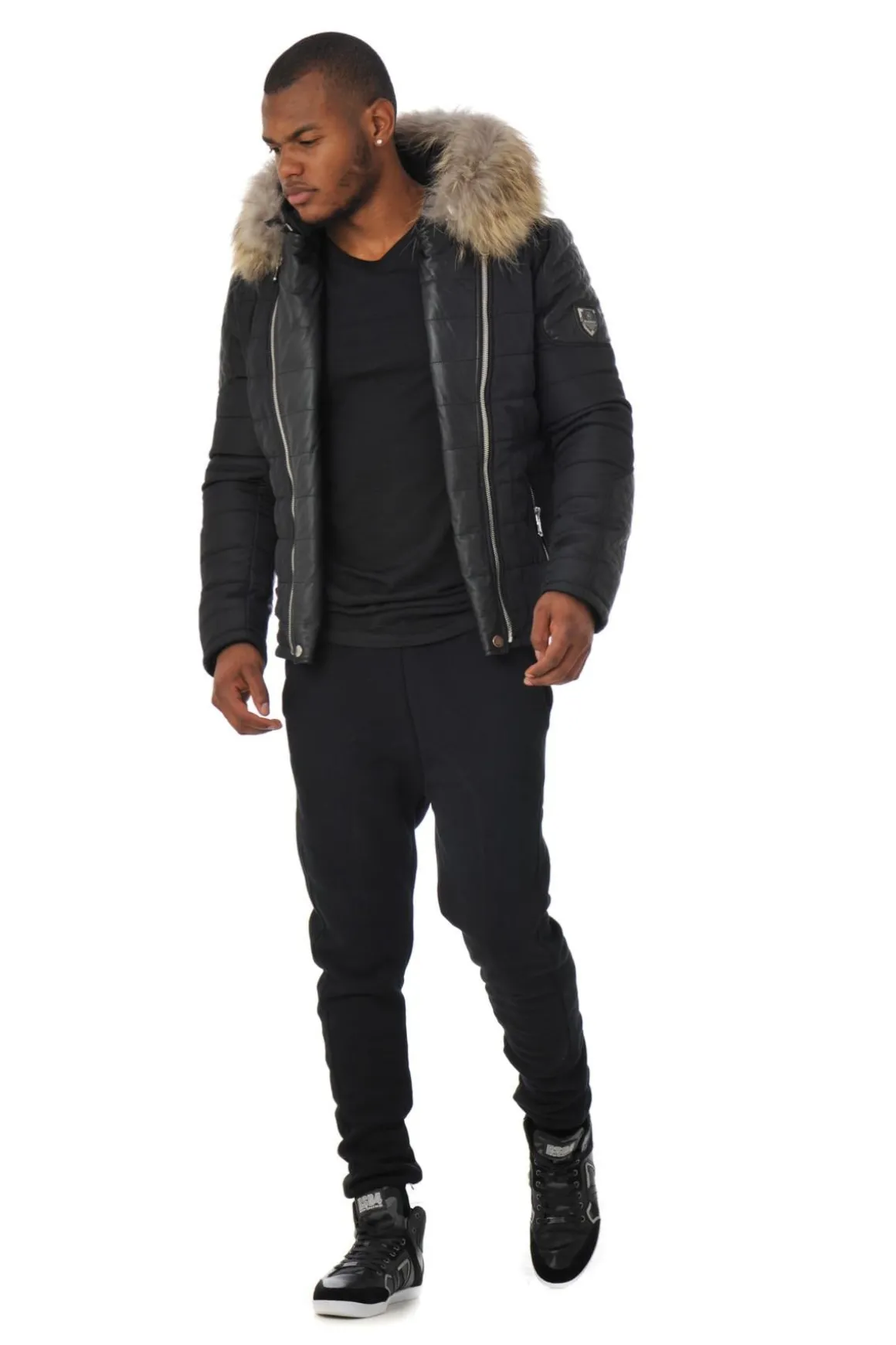 Blouson Homme Horspist Carlton Noir Col Naturel