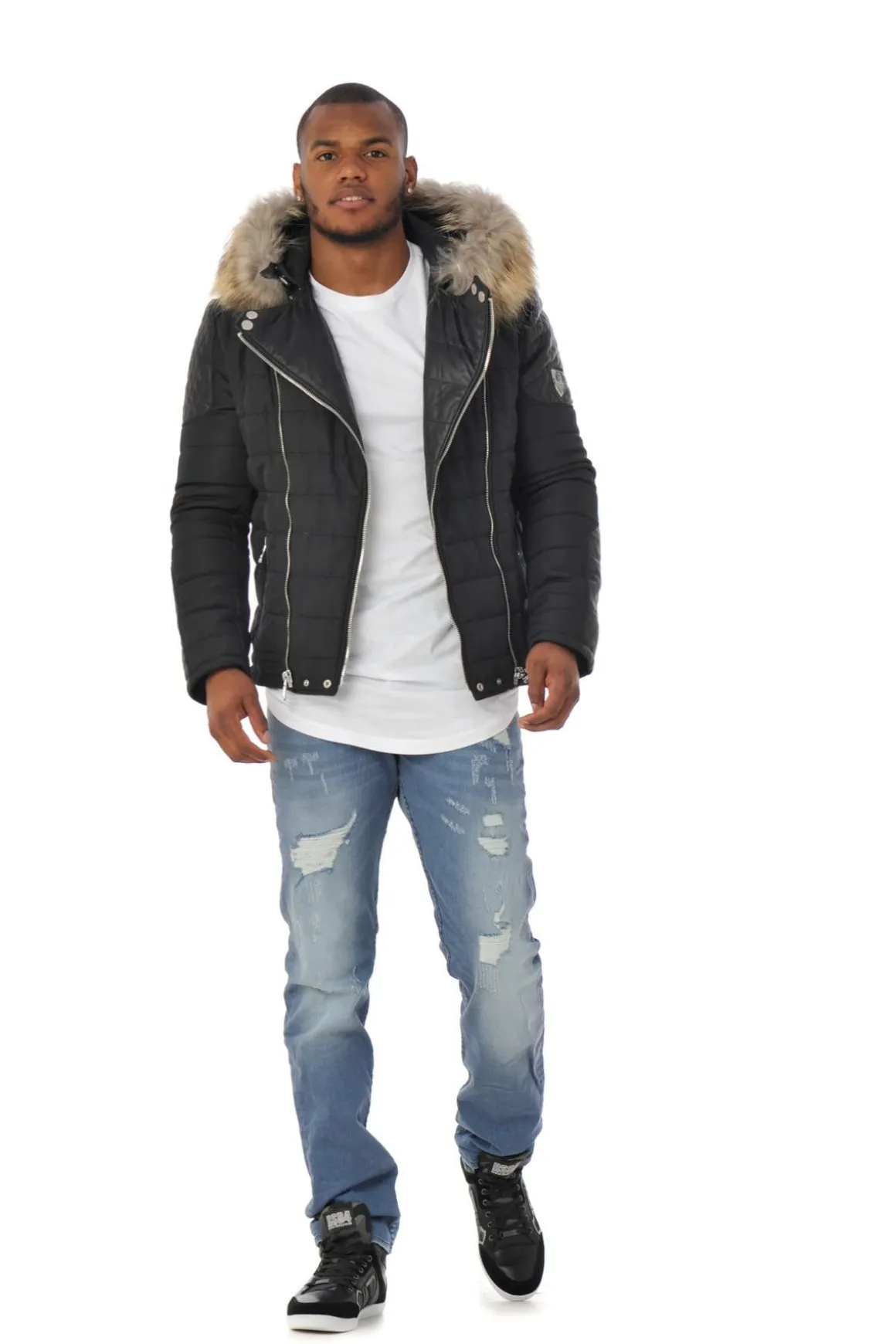 Blouson Homme Horspist Carlton Noir Col Naturel