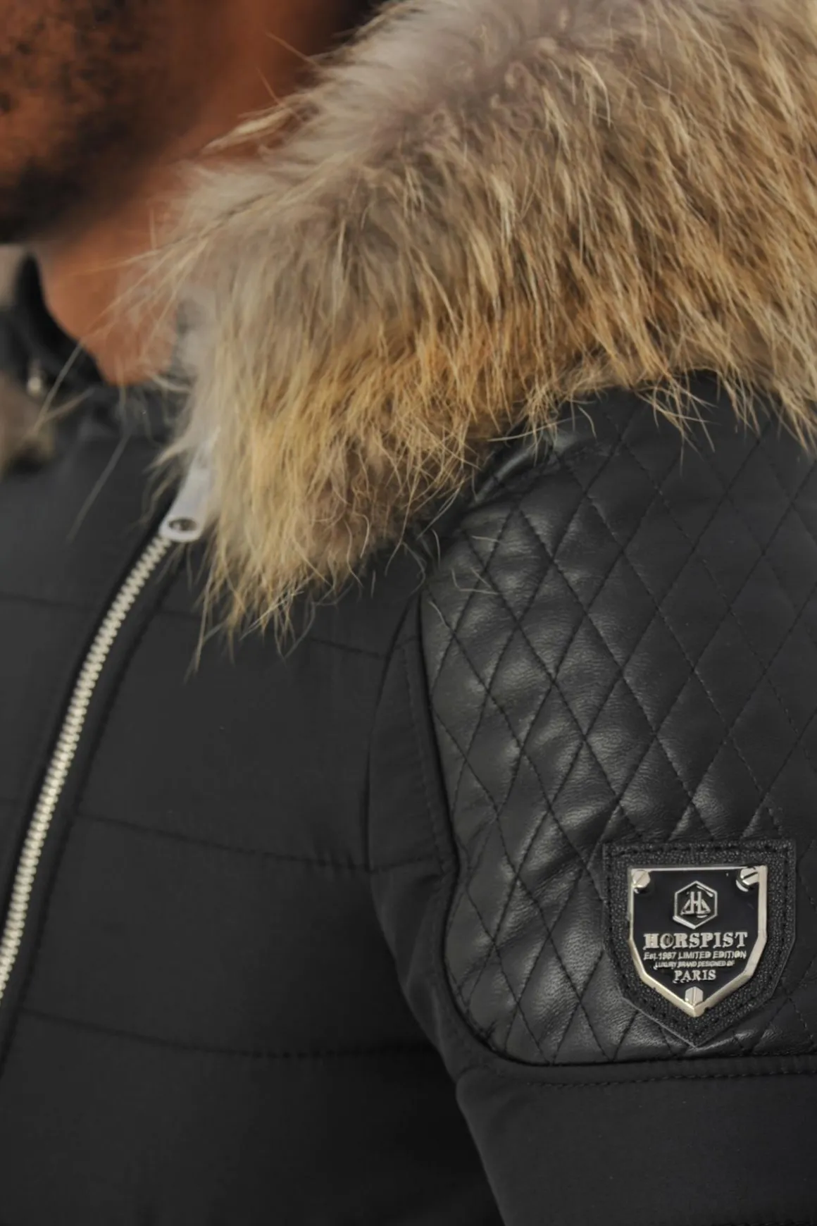 Blouson Homme Horspist Carlton Noir Col Naturel