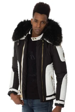 Blouson Homme Horspist Martinez Noir Blanc Zip Gold Col Or