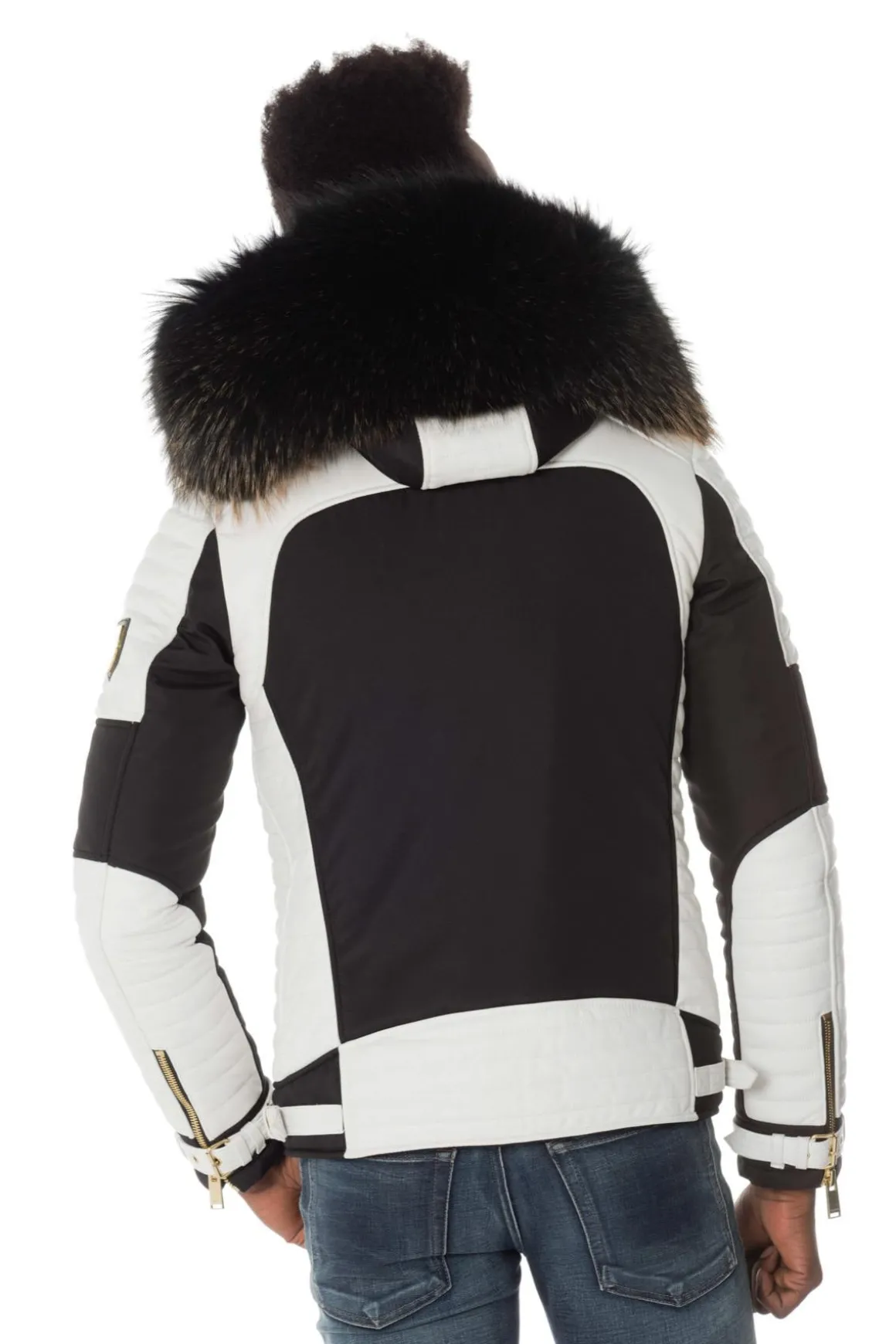 Blouson Homme Horspist Martinez Noir Blanc Zip Gold Col Or