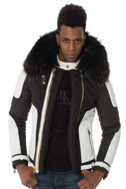 Blouson Homme Horspist Martinez Noir Blanc Zip Gold Col Or