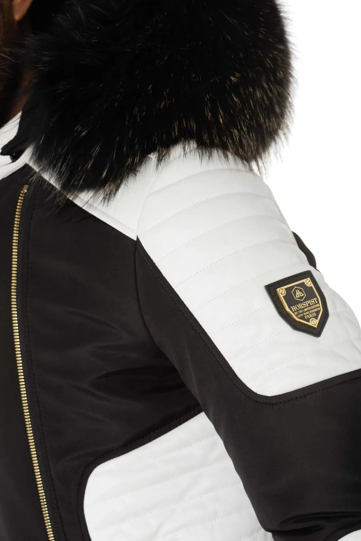 Blouson Homme Horspist Martinez Noir Blanc Zip Gold Col Or