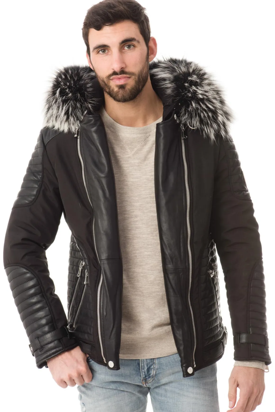 Blouson Homme Horspist Vegas Noir Col Silver