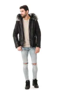 Blouson Homme Horspist Vegas Noir Col Silver