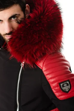 Blouson Homme Horspist Vegas Noir Rouge Col Rouge